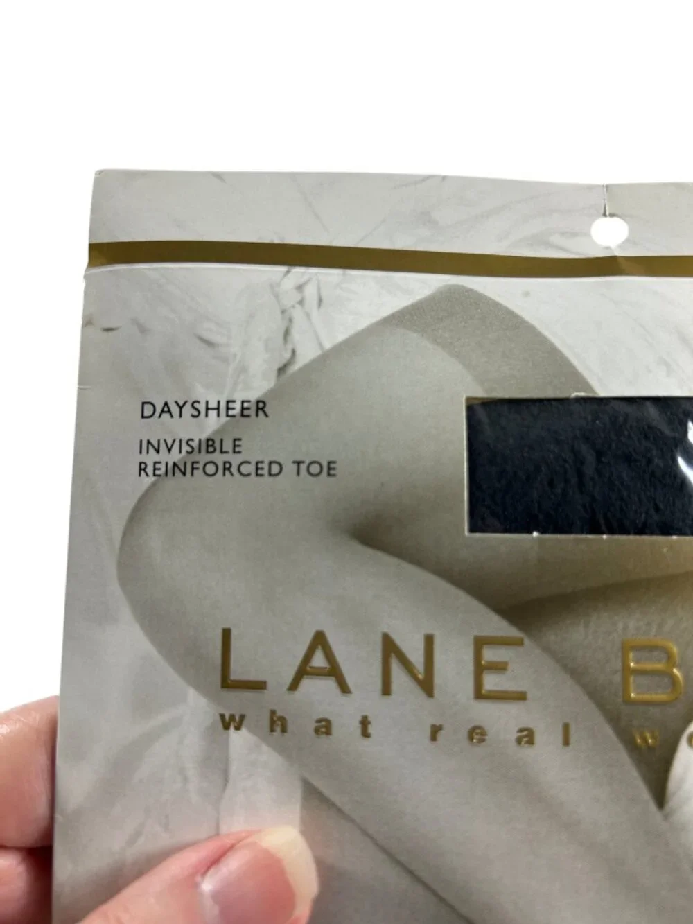 Vtg Lane Bryant Daysheer Invisible Reinforced Toe Off Black Sz C Pantyhose Hose